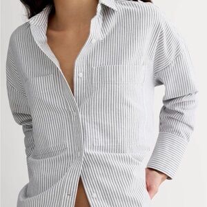 Everlane Gray Striped Cotton Shirt